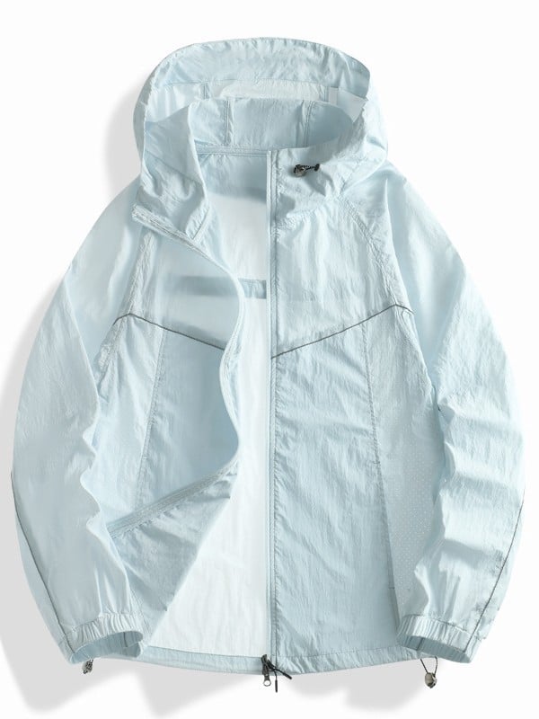 Unisex lagana najlonska windbreaker jakna s kapuljom, UPF50+ UV zaštita