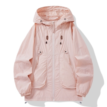 Jachetă de vânt din nylon, unisex, cu glugă, UPF50+ UV protecție, culoare solidă, vară