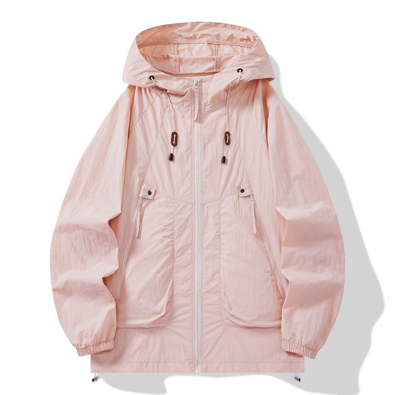 Jachetă de vânt din nylon, unisex, cu glugă, UPF50+ UV protecție, culoare solidă, vară
