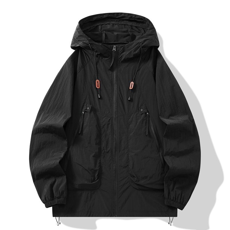Jachetă de vânt din nylon, unisex, cu glugă, UPF50+ UV protecție, culoare solidă, vară