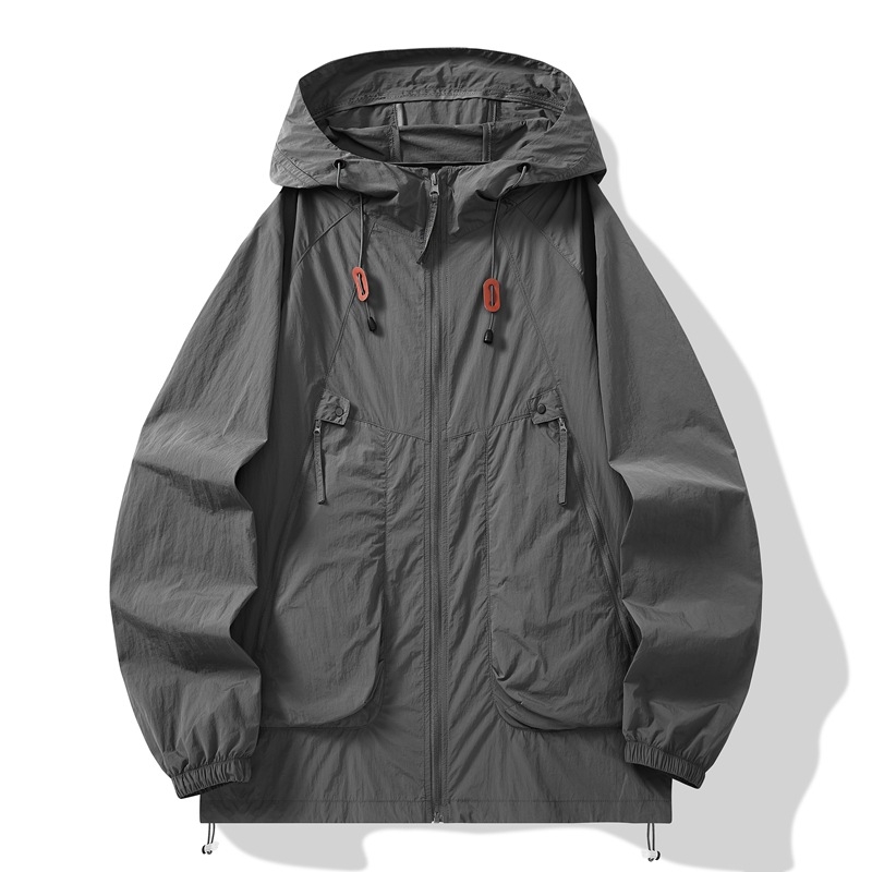 Jachetă de vânt din nylon, unisex, cu glugă, UPF50+ UV protecție, culoare solidă, vară