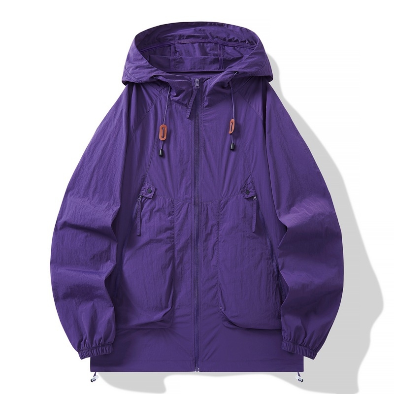 Jachetă de vânt din nylon, unisex, cu glugă, UPF50+ UV protecție, culoare solidă, vară