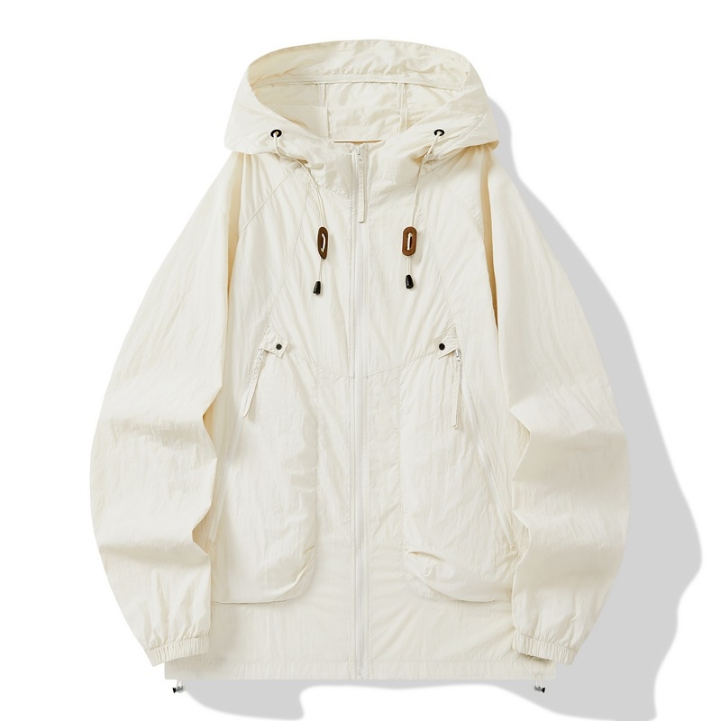 Jachetă de vânt din nylon, unisex, cu glugă, UPF50+ UV protecție, culoare solidă, vară