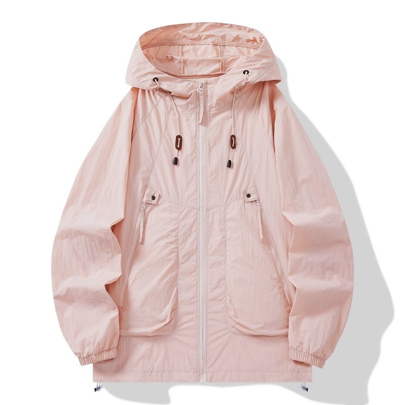 Jachetă de vânt din nylon, unisex, cu glugă, UPF50+ UV protecție, culoare solidă, vară