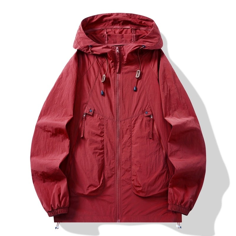 Jachetă de vânt din nylon, unisex, cu glugă, UPF50+ UV protecție, culoare solidă, vară