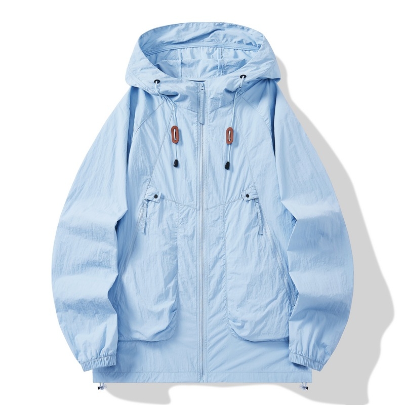Jachetă de vânt din nylon, unisex, cu glugă, UPF50+ UV protecție, culoare solidă, vară