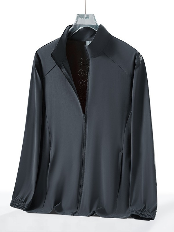 Unisex windbreaker s UV zaštitom UPF50+ s stojećim ovratnikom, prozračni Ice Silk materijal, brzo suši, lagan, za planinarenje kampiranje i vožnju biciklom