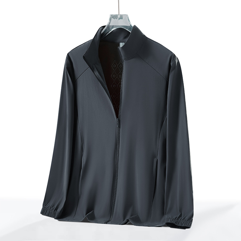 Unisex windbreaker s UV zaštitom UPF50+ s stojećim ovratnikom, prozračni Ice Silk materijal, brzo suši, lagan, za planinarenje kampiranje i vožnju biciklom