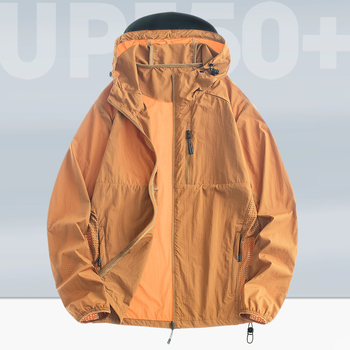 Unisex jachetă ușoară de vară cu protecție UV UPF50+, nailon, cu glugă, pentru drumeții, camping și pescuit