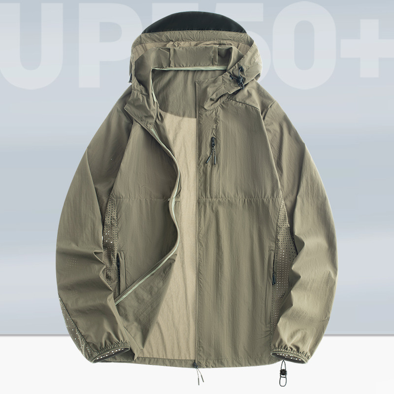 Unisex jachetă ușoară de vară cu protecție UV UPF50+, nailon, cu glugă, pentru drumeții, camping și pescuit