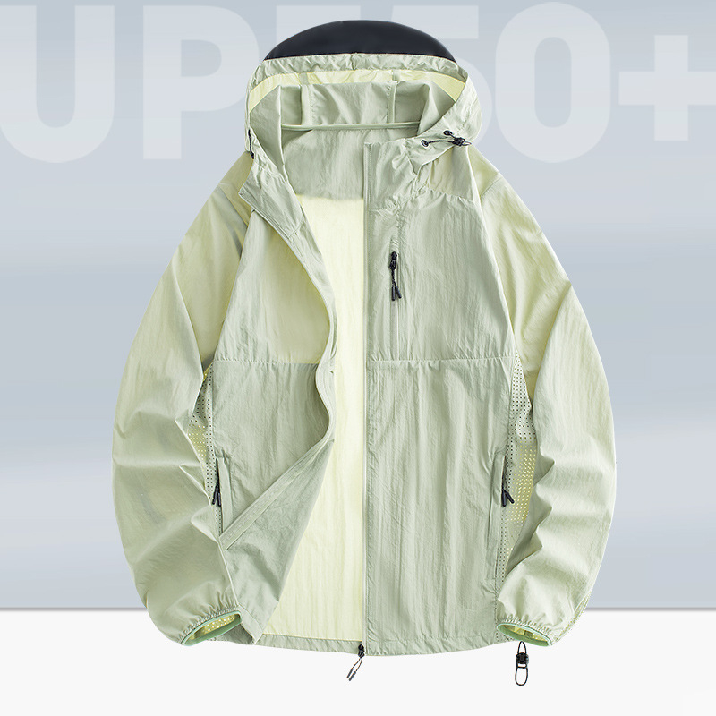 Unisex jachetă ușoară de vară cu protecție UV UPF50+, nailon, cu glugă, pentru drumeții, camping și pescuit