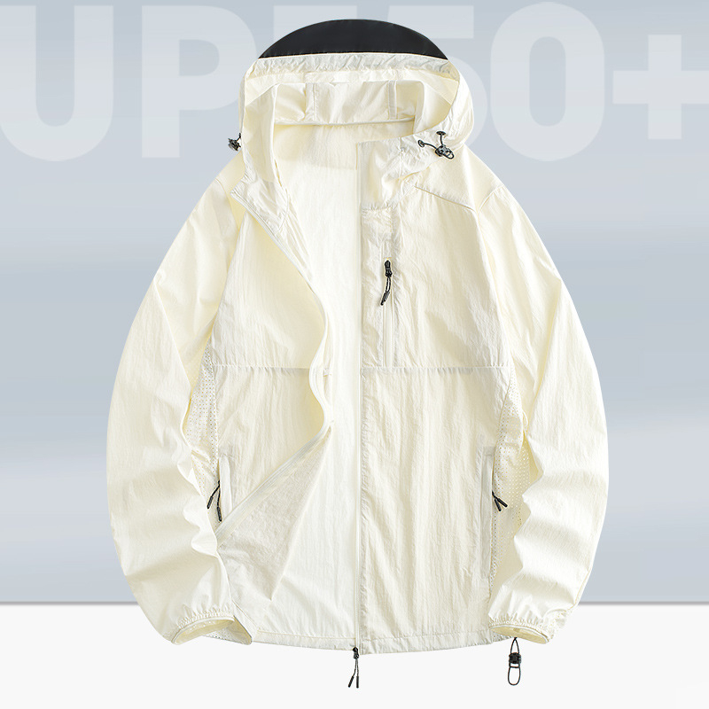 Unisex jachetă ușoară de vară cu protecție UV UPF50+, nailon, cu glugă, pentru drumeții, camping și pescuit