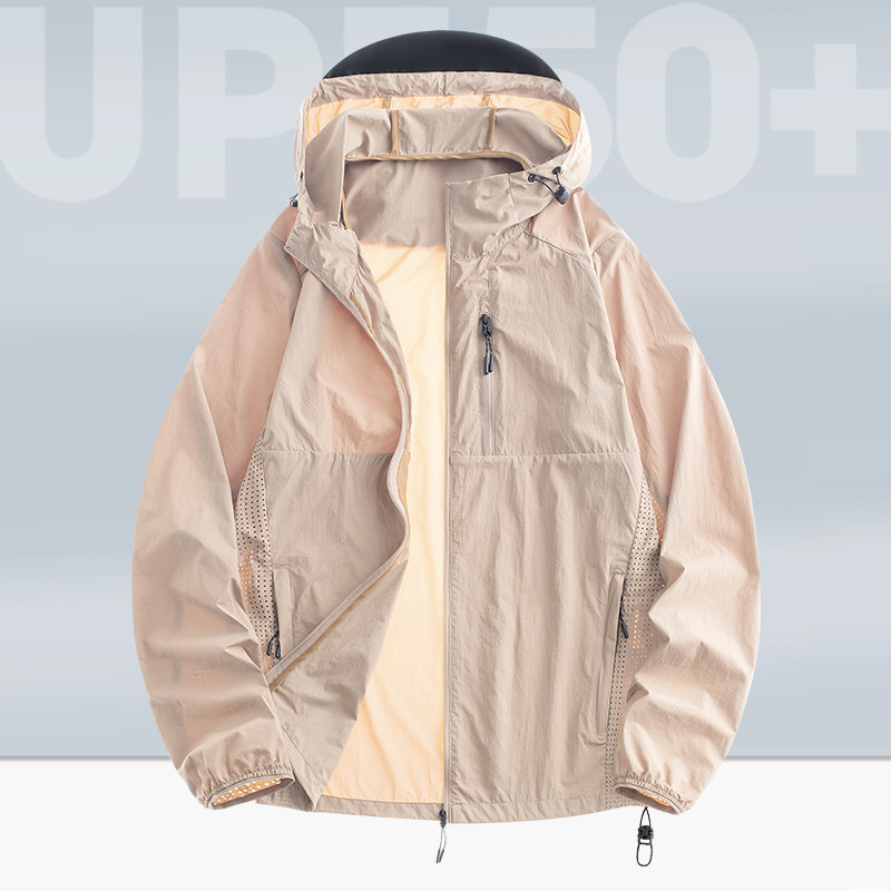 Unisex jachetă ușoară de vară cu protecție UV UPF50+, nailon, cu glugă, pentru drumeții, camping și pescuit