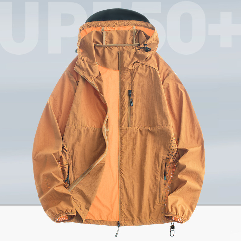 Unisex jachetă ușoară de vară cu protecție UV UPF50+, nailon, cu glugă, pentru drumeții, camping și pescuit