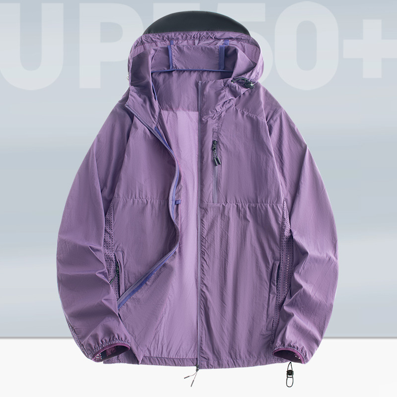 Unisex jachetă ușoară de vară cu protecție UV UPF50+, nailon, cu glugă, pentru drumeții, camping și pescuit