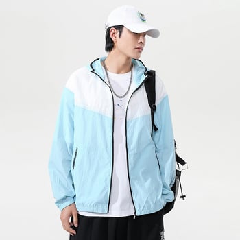 Jachetă cu glugă pentru exterior, ușoară, respirabilă, protecție UV UPF40+, uscare rapidă din nailon