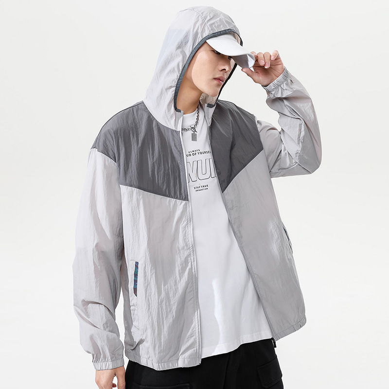 Jachetă cu glugă pentru exterior, ușoară, respirabilă, protecție UV UPF40+, uscare rapidă din nailon