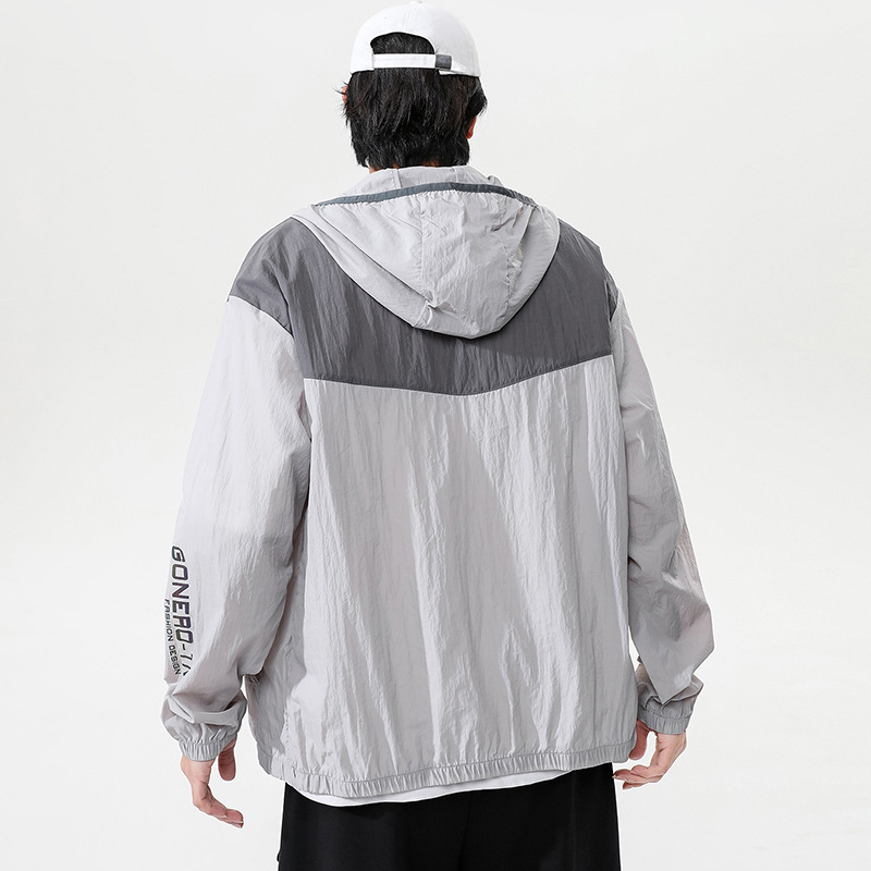 Jachetă cu glugă pentru exterior, ușoară, respirabilă, protecție UV UPF40+, uscare rapidă din nailon