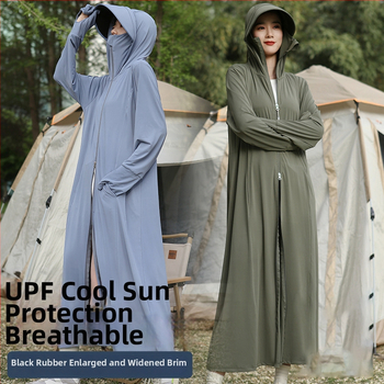 Viso kūno saulės apsaugos su gobtuvu, kvėpuojantis nailonas, sudėtis 81–95%, pavasaris 2025, madingas miesto stilius