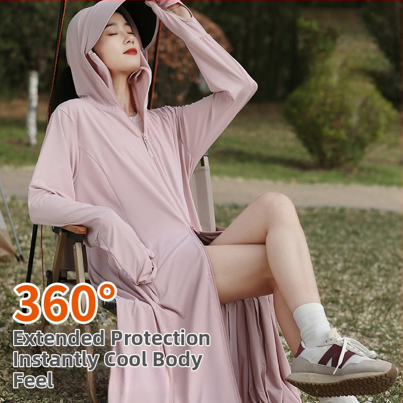 Viso kūno saulės apsaugos su gobtuvu, kvėpuojantis nailonas, sudėtis 81–95%, pavasaris 2025, madingas miesto stilius