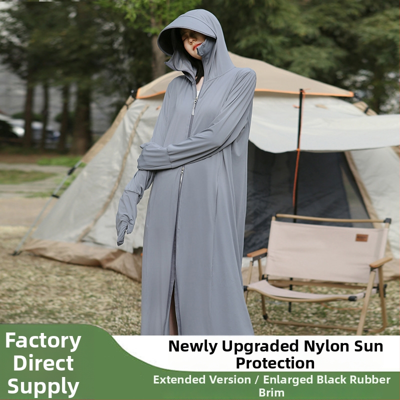 Viso kūno saulės apsaugos su gobtuvu, kvėpuojantis nailonas, sudėtis 81–95%, pavasaris 2025, madingas miesto stilius