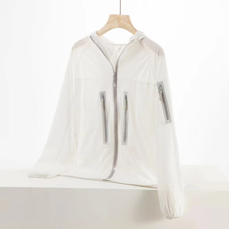 Geacă de vânt unisex pentru exterior, cu protecție UV UPF40+, material din nailon, respirabilă, cu glugă