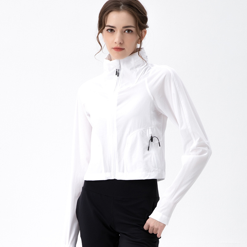 Geacă de exterior pentru femei cu glugă, rezistentă la vânt, lungi — respirabilă, uscare rapidă, material nylon-spandex 90/10, UPF50+