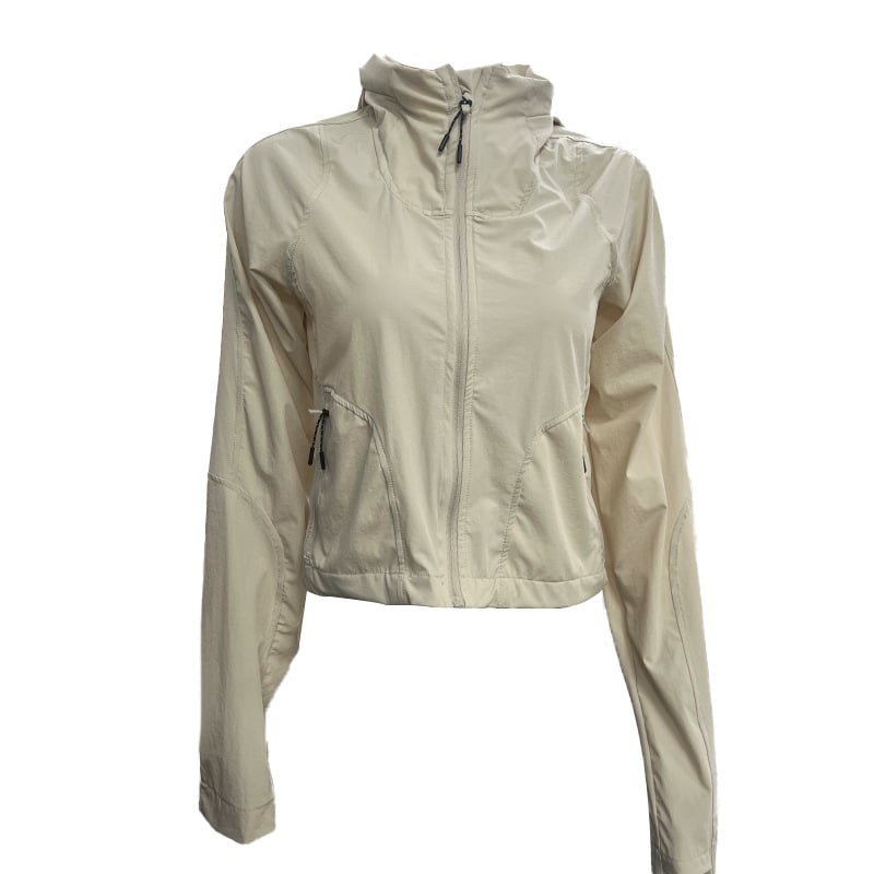 Geacă de exterior pentru femei cu glugă, rezistentă la vânt, lungi — respirabilă, uscare rapidă, material nylon-spandex 90/10, UPF50+