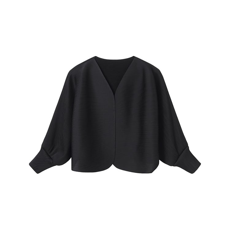 Kardigan s rukavima tipa Bat, V-izrez, tanak poliester, kratka duljina, glatka površina