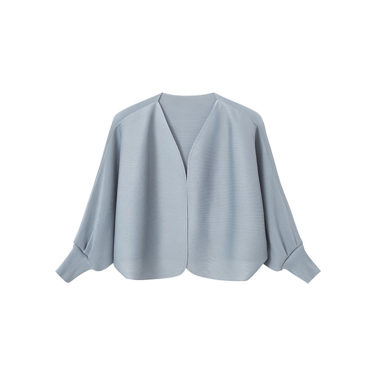 Kardigan s rukavima tipa Bat, V-izrez, tanak poliester, kratka duljina, glatka površina