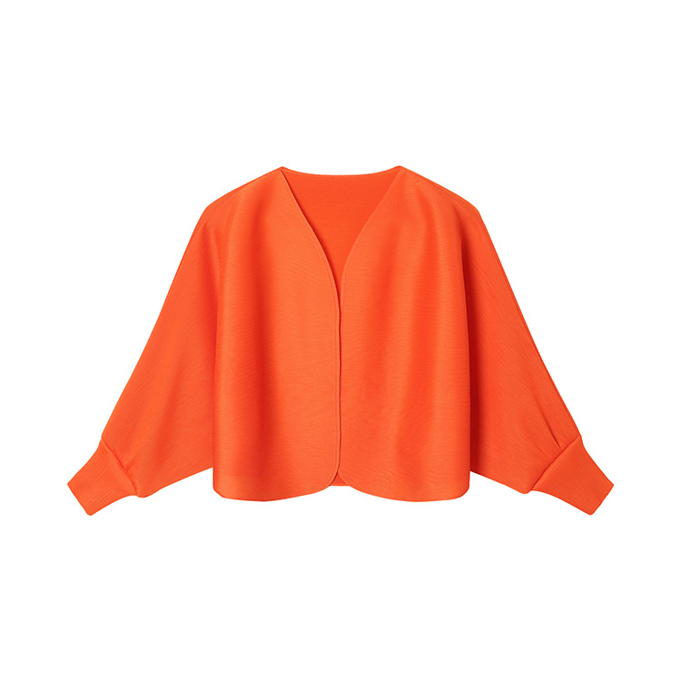 Kardigan s rukavima tipa Bat, V-izrez, tanak poliester, kratka duljina, glatka površina