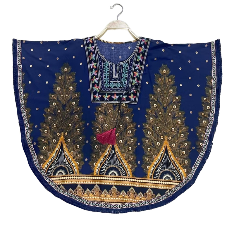 Bluza s bat rukavom u etničkom stilu, 3/4 rukav, 95% viskozna vlakna, UPF30+, lagana tkanina