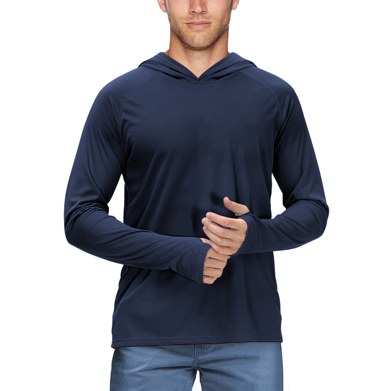 Jachetă cu glugă din poliester UPF50+ pentru drumeții, camping și pescuit – ușor, respirabil, uscare rapidă