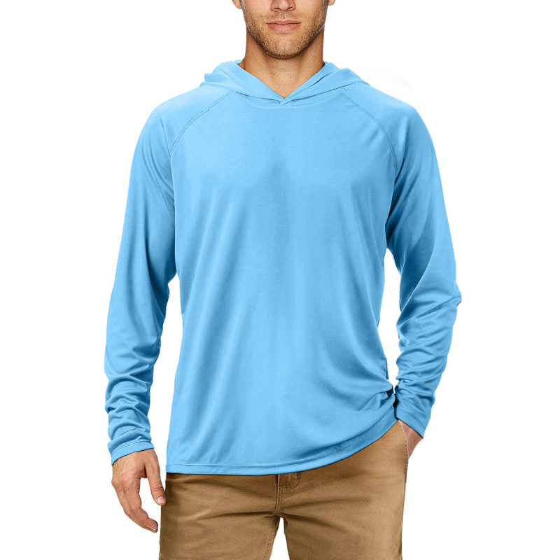 Jachetă cu glugă din poliester UPF50+ pentru drumeții, camping și pescuit – ușor, respirabil, uscare rapidă