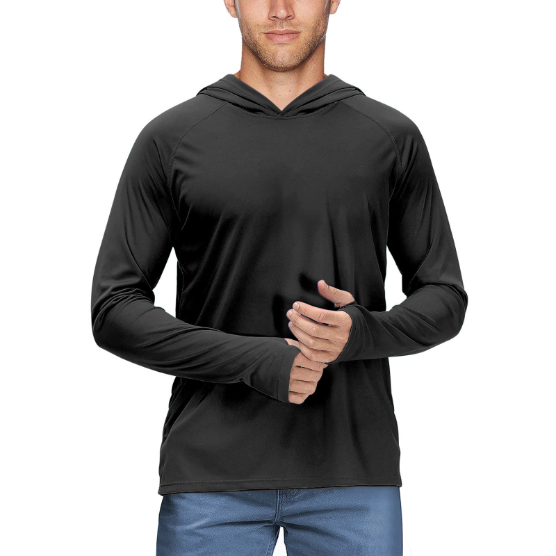 Jachetă cu glugă din poliester UPF50+ pentru drumeții, camping și pescuit – ușor, respirabil, uscare rapidă