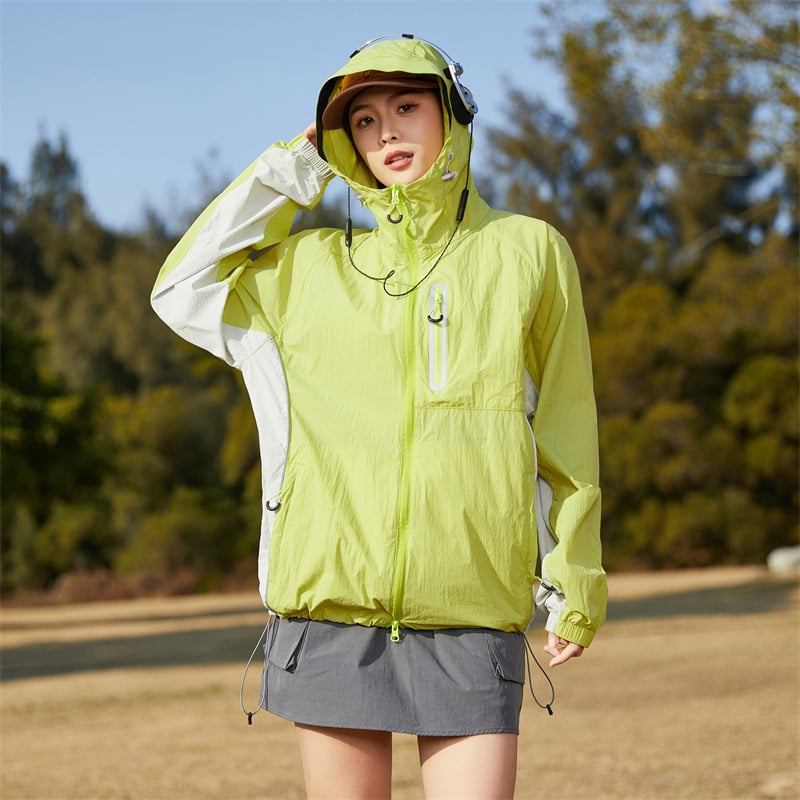 Geacă outdoor cu glugă, protecție UV UPF50, nailon respirabil, unisex, pentru drumeții, camping și pescuit