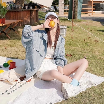 Geacă de protecție solară pentru femei, poliester, UPF50+, mâneci lungi, fermoar, vara 2025