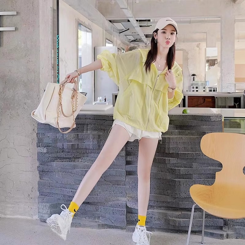 Geacă de protecție solară pentru femei, poliester, UPF50+, mâneci lungi, fermoar, vara 2025