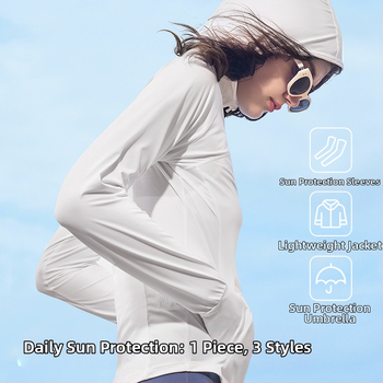 Kocotree Bluza cu protecție UV, cu glugă, ultra-ușoară, țesătură de nylon (88% poliamidă, 12% elastan), vară 2024