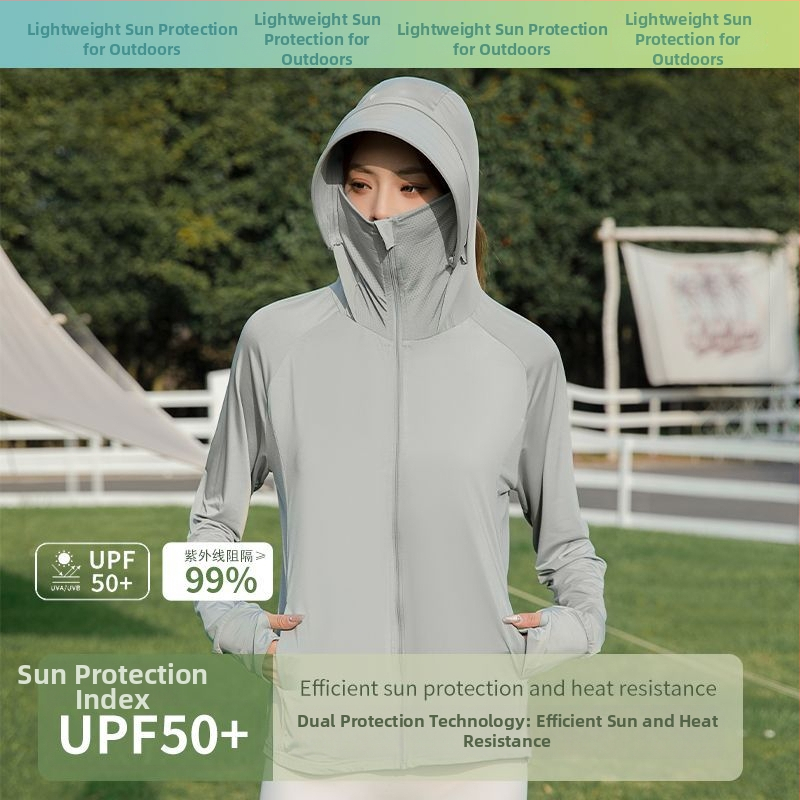 Jachetă din nylon Ice Silk cu protecție UV, lungime medie pentru bărbați și femei, pentru exterior, respirabilă, ultraușoară, rezistentă la insecte