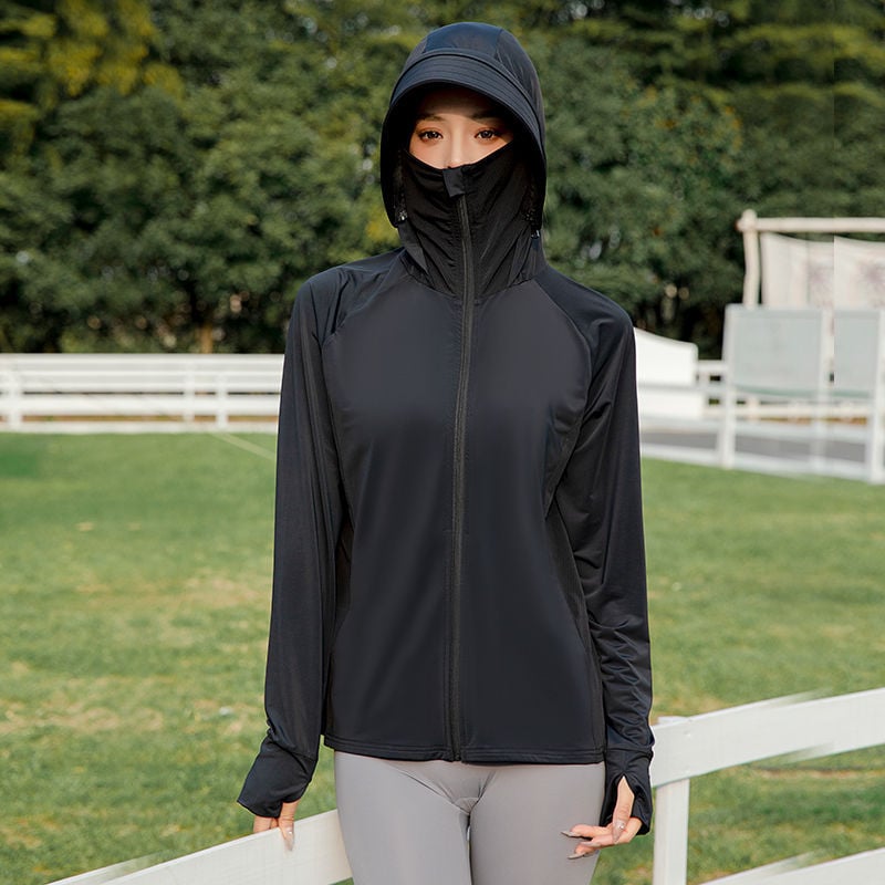 Jachetă din nylon Ice Silk cu protecție UV, lungime medie pentru bărbați și femei, pentru exterior, respirabilă, ultraușoară, rezistentă la insecte