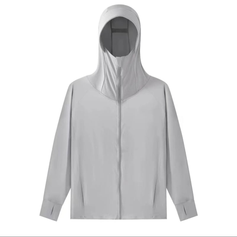 Jachetă din nylon Ice Silk cu protecție UV, lungime medie pentru bărbați și femei, pentru exterior, respirabilă, ultraușoară, rezistentă la insecte