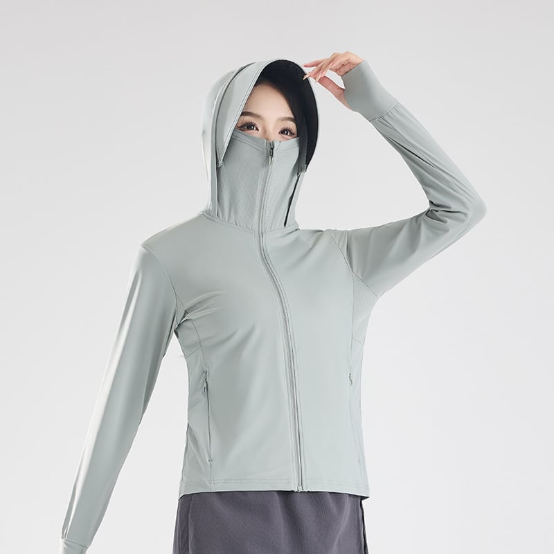 Geacă unisex protecție solară UPF50+ din poliester, respirabilă, impermeabilă, cu glugă