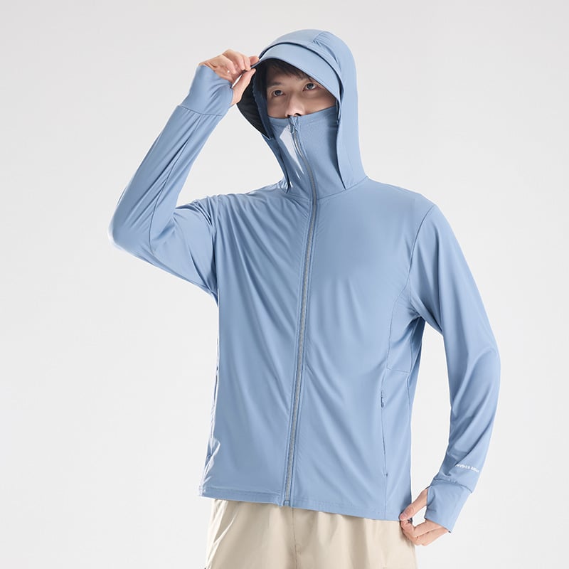 Geacă unisex protecție solară UPF50+ din poliester, respirabilă, impermeabilă, cu glugă