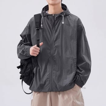 Palton ușor cu glugă pentru protecție solară, UPF50, poliester, respirabil, patru anotimpuri