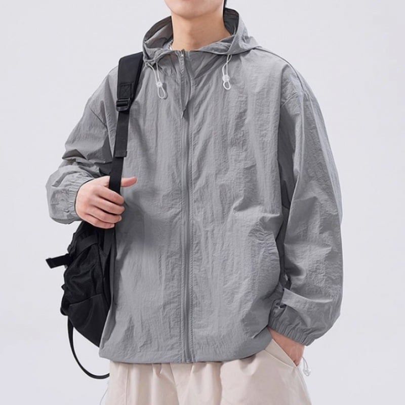 Palton ușor cu glugă pentru protecție solară, UPF50, poliester, respirabil, patru anotimpuri