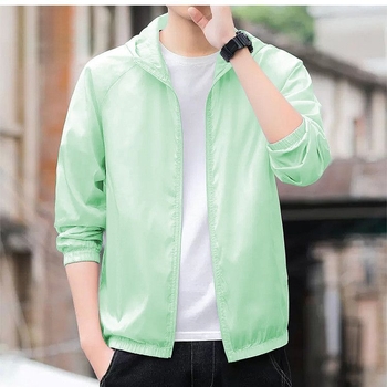 Jachetă cu glugă, subțire, croială lejeră, poliester, fermoar, pentru adolescenți, vară
