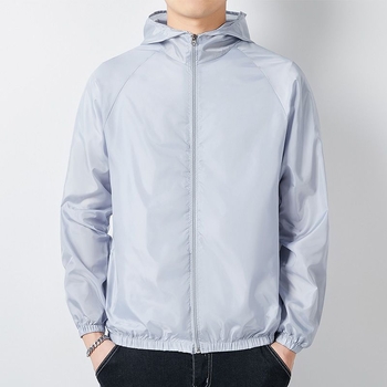 Jachetă cu glugă, subțire, croială lejeră, poliester, fermoar, pentru adolescenți, vară