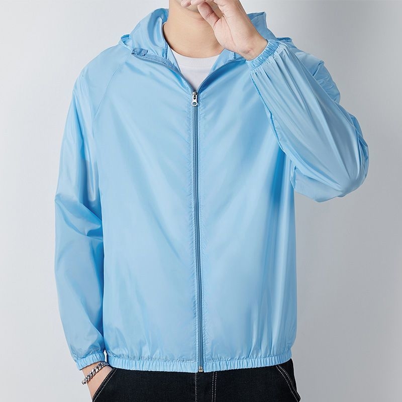 Jachetă cu glugă, subțire, croială lejeră, poliester, fermoar, pentru adolescenți, vară