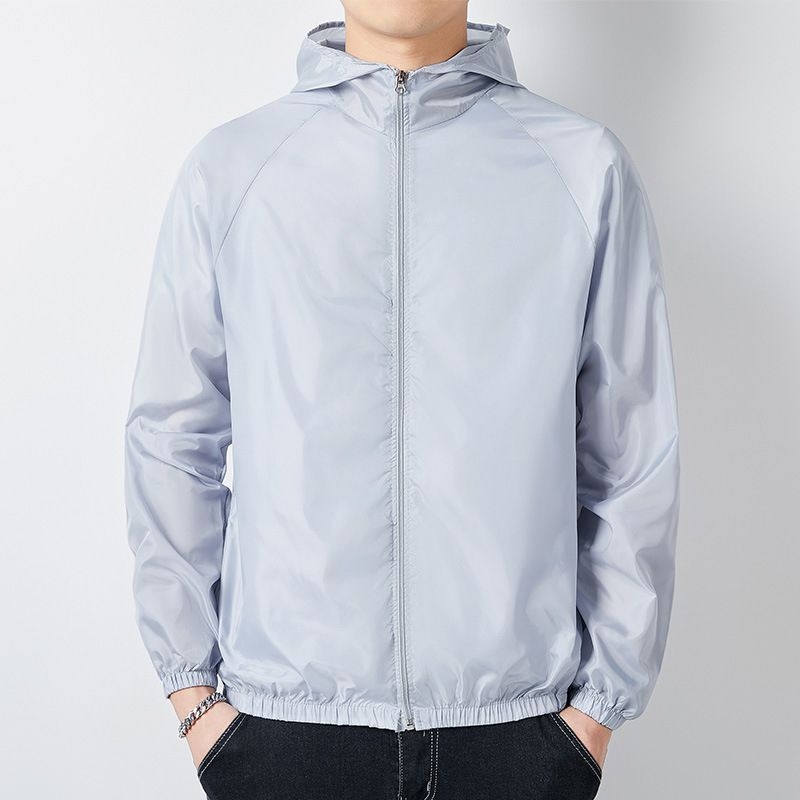 Jachetă cu glugă, subțire, croială lejeră, poliester, fermoar, pentru adolescenți, vară